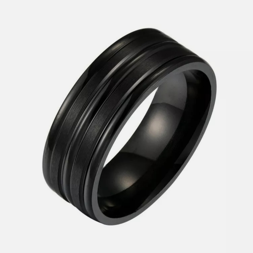 Black Titanium Steel Ring Band Light Comfort Fit 8mm Band Ring